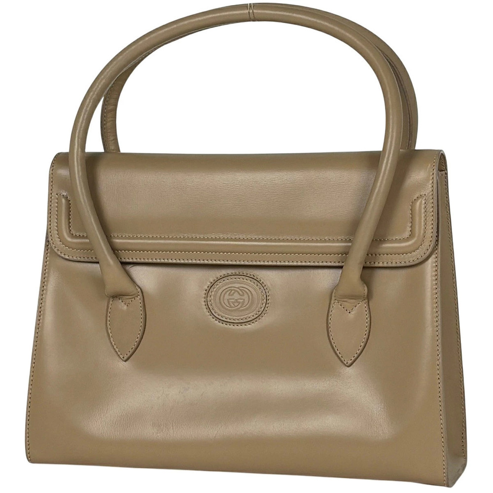 Gucci Interlocking G Handbag Leather Beige Cream